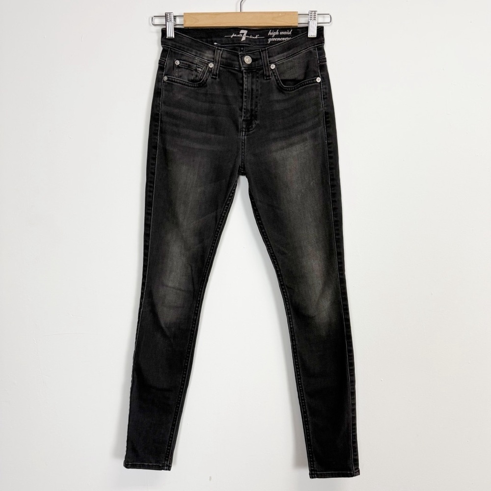 7 For All Mankind Gwenevere Jeans Womens 26 Black Fade Skinny Stretch Denim 7FAM